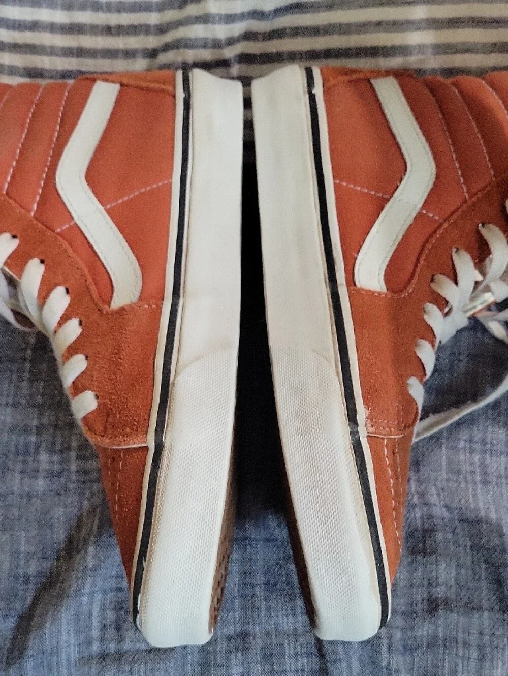 Vans Rust Orange & White Sk8-Hi Suede High-Top Sneakers Womens 8.5 Mens 7